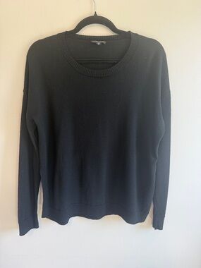 Eileen Fisher Black Crewneck Merino Wool Sweater, Petite Medium